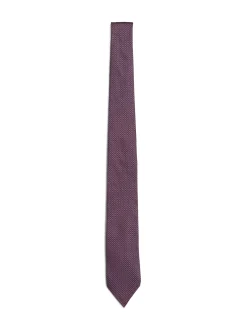 Krawaty & Poszetki*Tommy Hilfiger Krawat Z Jedwabnej Tkaniny W Geometryczny Wzór DEEP ROUGE / GREY