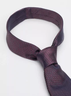 Krawaty & Poszetki*Tommy Hilfiger Krawat Z Jedwabnej Tkaniny W Geometryczny Wzór DEEP ROUGE / GREY