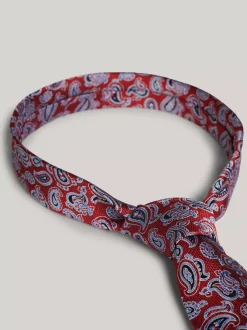 Krawaty & Poszetki*Tommy Hilfiger Krawat Z Jedwabnej Tkaniny We Wzór Paisley RED PAISLEY