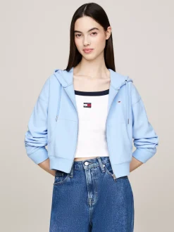 Bluzy Dresowe & Z Kapturem*Tommy Hilfiger Krótka Bluza Z Kapturem Z Tkaniny Ottoman VESSEL BLUE