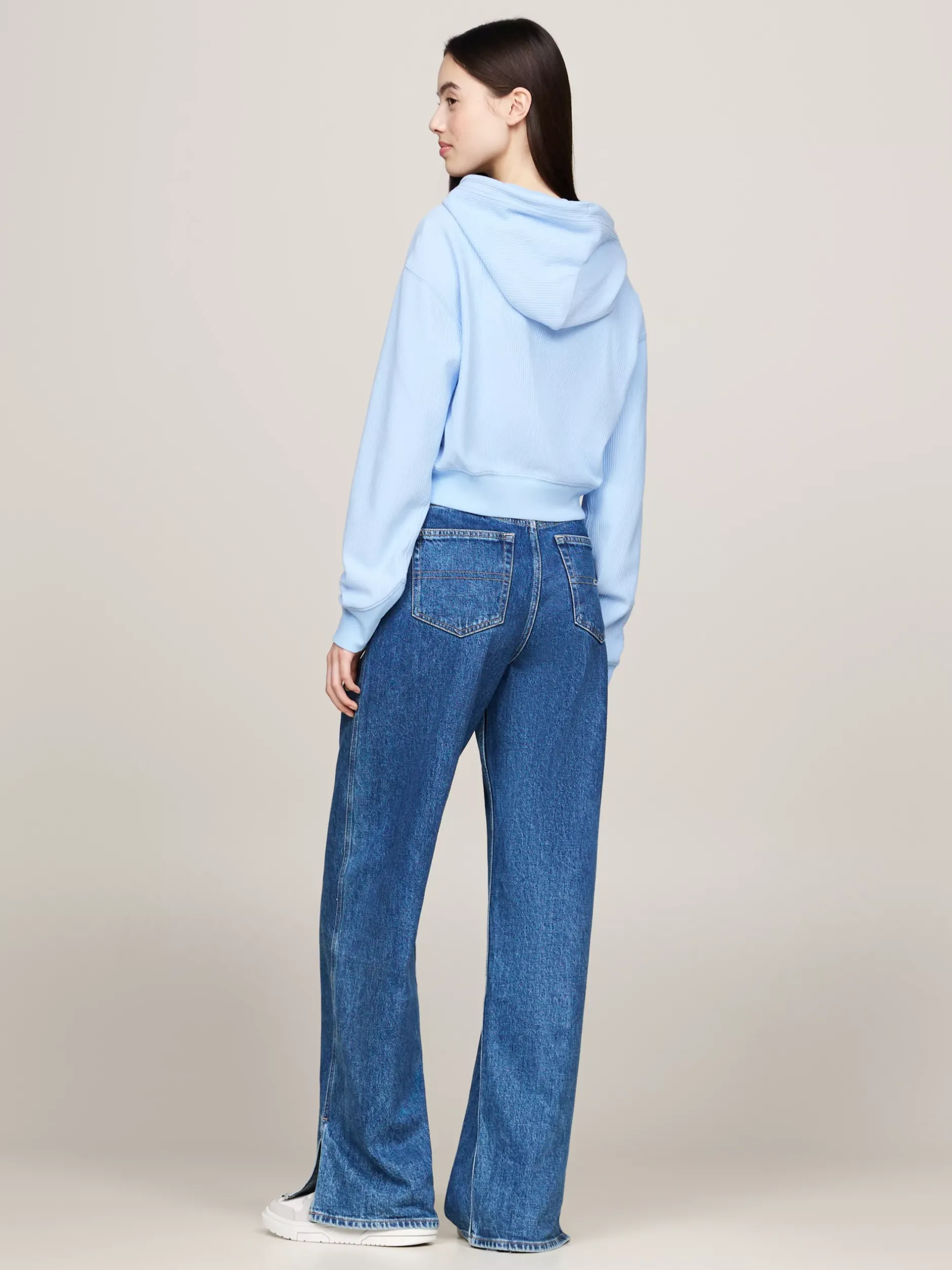 Bluzy Dresowe & Z Kapturem*Tommy Hilfiger Krótka Bluza Z Kapturem Z Tkaniny Ottoman VESSEL BLUE