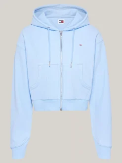 Bluzy Dresowe & Z Kapturem*Tommy Hilfiger Krótka Bluza Z Kapturem Z Tkaniny Ottoman VESSEL BLUE