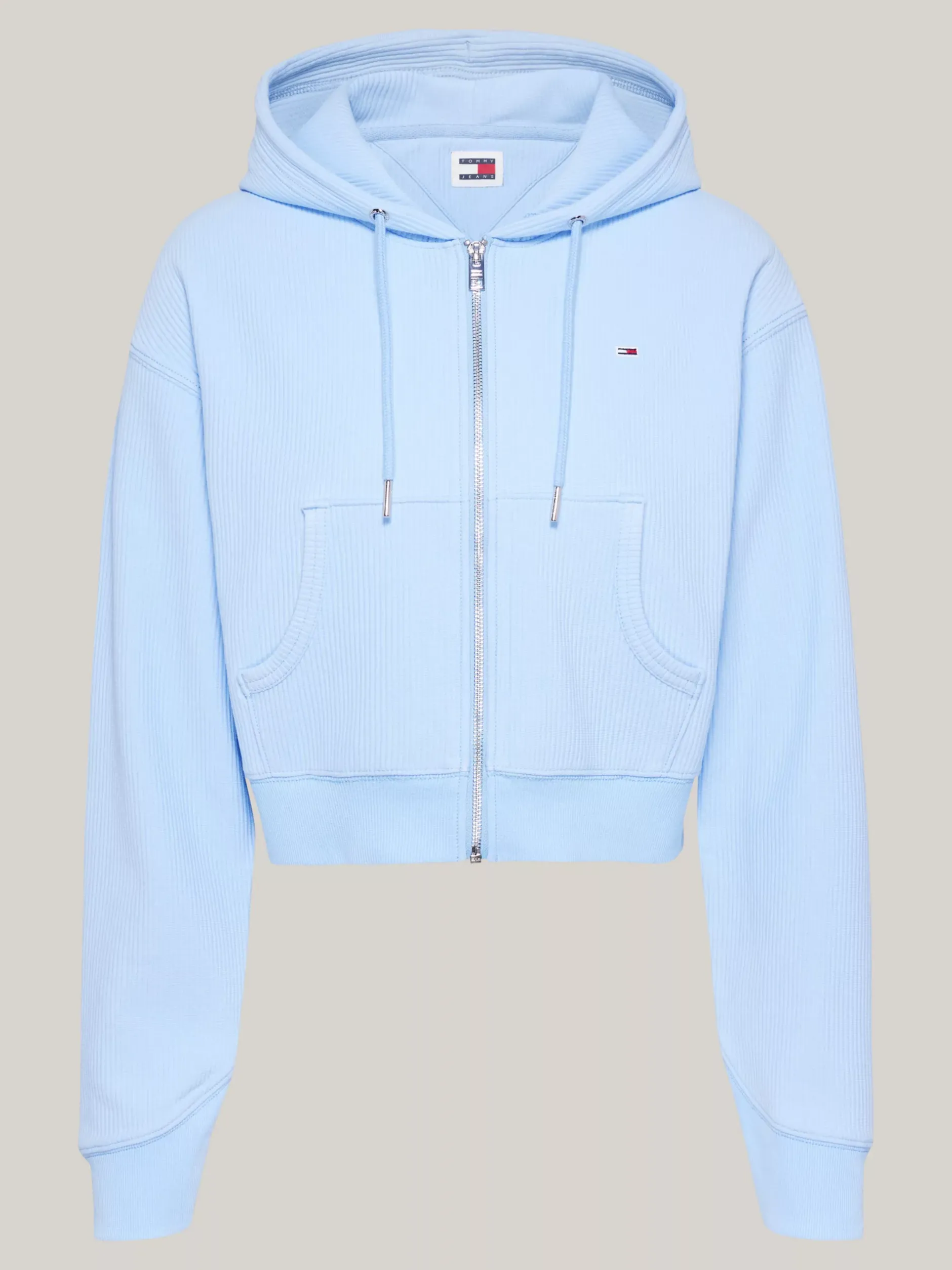 Bluzy Dresowe & Z Kapturem*Tommy Hilfiger Krótka Bluza Z Kapturem Z Tkaniny Ottoman VESSEL BLUE