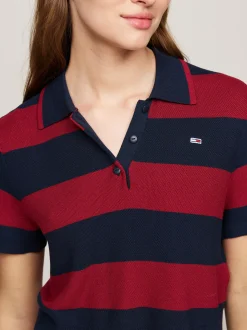 Koszulki Polo*Tommy Hilfiger Krótka Koszulka Polo O Pudełkowym Kroju W Paski NAVY / RED STRIPE