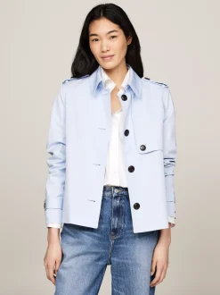Kurtki & Płaszcze*Tommy Hilfiger Krótki Trencz O Fasonie Jednorzędowym BREEZY BLUE