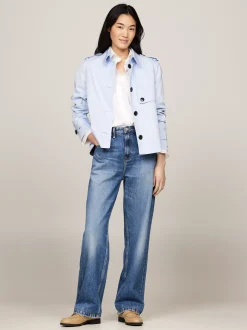 Kurtki & Płaszcze*Tommy Hilfiger Krótki Trencz O Fasonie Jednorzędowym BREEZY BLUE