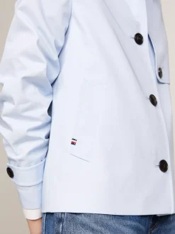 Kurtki & Płaszcze*Tommy Hilfiger Krótki Trencz O Fasonie Jednorzędowym BREEZY BLUE