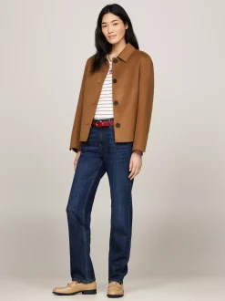 Kurtki & Płaszcze|Wełniane Płaszcze*Tommy Hilfiger Krótki Trencz Z Dwustronnego Materiału WARM KHAKI