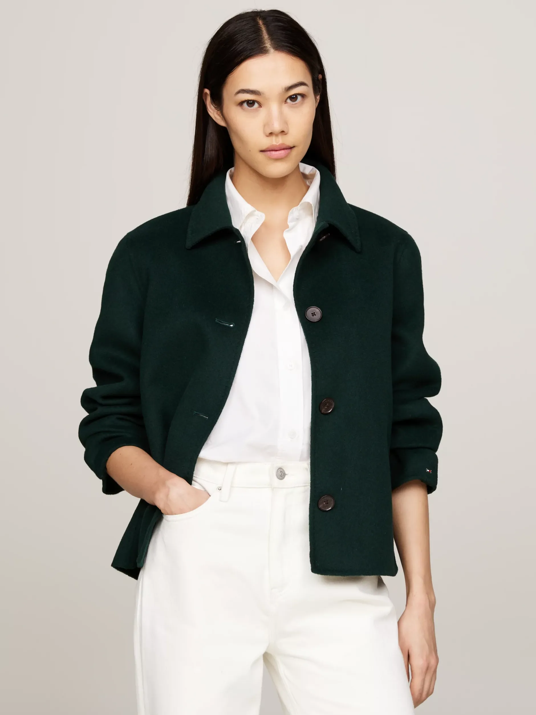 Kurtki & Płaszcze|Wełniane Płaszcze*Tommy Hilfiger Krótki Trencz Z Dwustronnego Materiału ORNAMENTAL GREEN