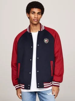 Kurtki & Płaszcze|Bomberki*Tommy Hilfiger Kurtka Bomber Z Mieszanki Wełny DARK NIGHT NAVY / REGATTA RED