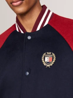 Kurtki & Płaszcze|Bomberki*Tommy Hilfiger Kurtka Bomber Z Mieszanki Wełny DARK NIGHT NAVY / REGATTA RED