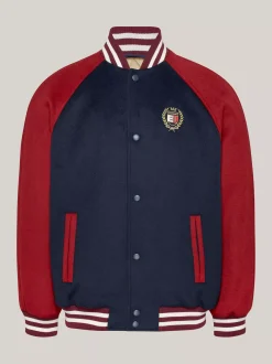 Kurtki & Płaszcze|Bomberki*Tommy Hilfiger Kurtka Bomber Z Mieszanki Wełny DARK NIGHT NAVY / REGATTA RED
