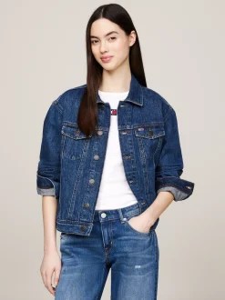 Kurtki & Płaszcze*Tommy Hilfiger Kurtka Jeansowa Trucker O Kroju Mom Fit DENIM DARK