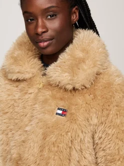 Kurtki & Płaszcze*Tommy Hilfiger Kurtka Na Zamek Z Imitacji Kożuszka GENTLE GOLD