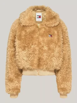 Kurtki & Płaszcze*Tommy Hilfiger Kurtka Na Zamek Z Imitacji Kożuszka GENTLE GOLD