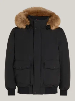 Kurtki & Płaszcze*Tommy Hilfiger Kurtka Puchowa Bomber Rockie Ze Sztucznym Futrem BLACK