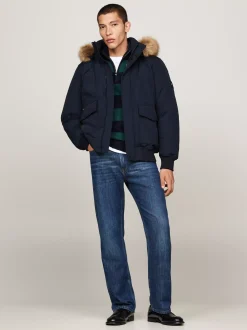 Kurtki & Płaszcze*Tommy Hilfiger Kurtka Puchowa Bomber Rockie Ze Sztucznym Futrem DESERT SKY