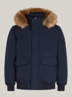 Kurtki & Płaszcze*Tommy Hilfiger Kurtka Puchowa Bomber Rockie Ze Sztucznym Futrem DESERT SKY