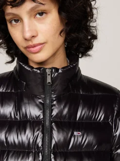 Kurtki & Płaszcze*Tommy Hilfiger Kurtka Puchowa Z Kapturem Ze Sztucznym Futrem BLACK