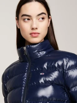 Kurtki & Płaszcze*Tommy Hilfiger Kurtka Puchowa Z Kapturem Ze Sztucznym Futrem DARK NIGHT NAVY