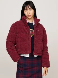 Kurtki & Płaszcze*Tommy Hilfiger Kurtka Puchowa Z Polaru O Skróconym Kroju DEEP ROUGE