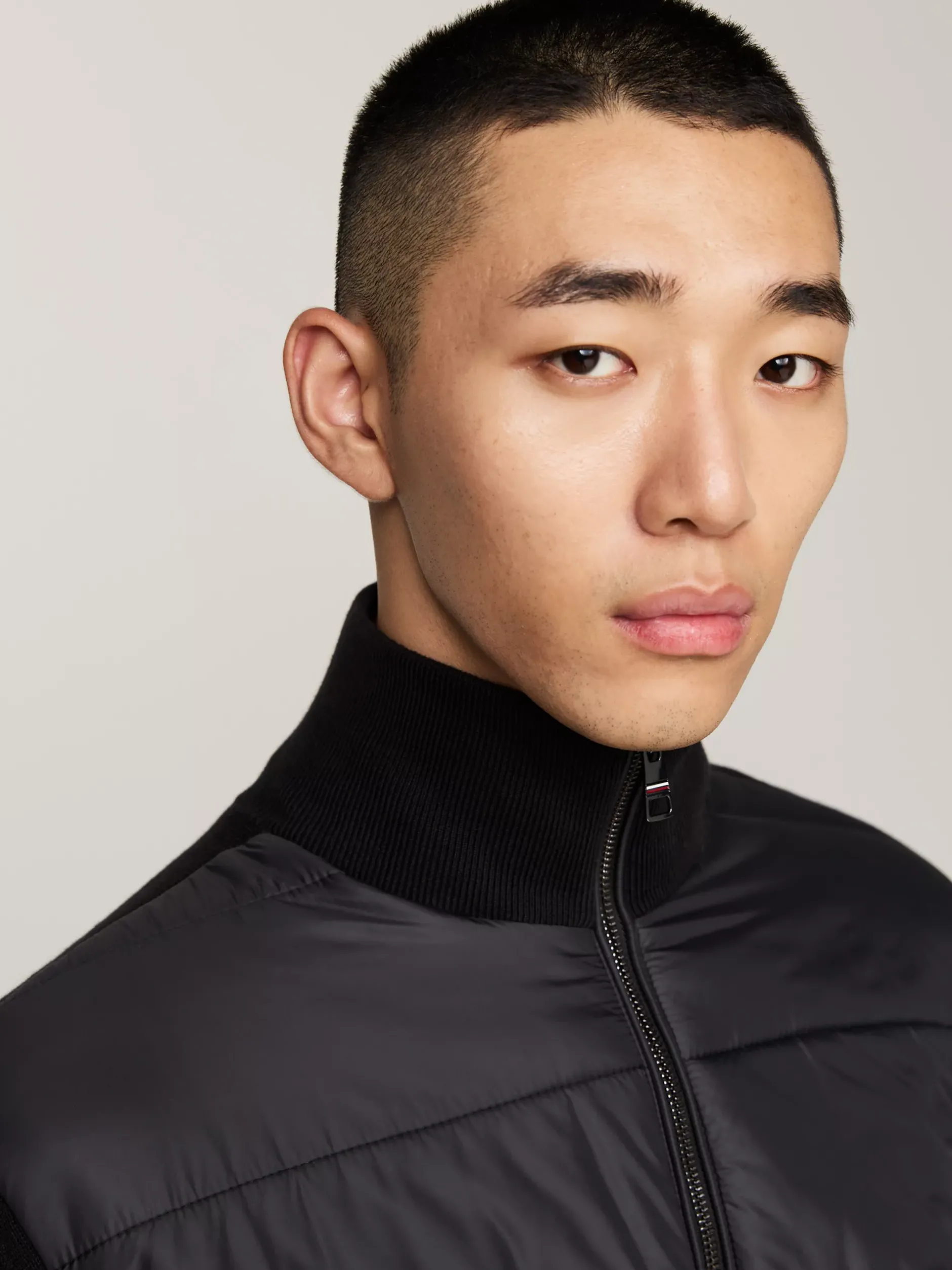 Swetry|Dzianina*Tommy Hilfiger Kurtka Smart Casual O Mieszanej Fakturze BLACK