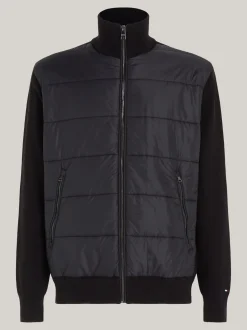 Swetry|Dzianina*Tommy Hilfiger Kurtka Smart Casual O Mieszanej Fakturze BLACK