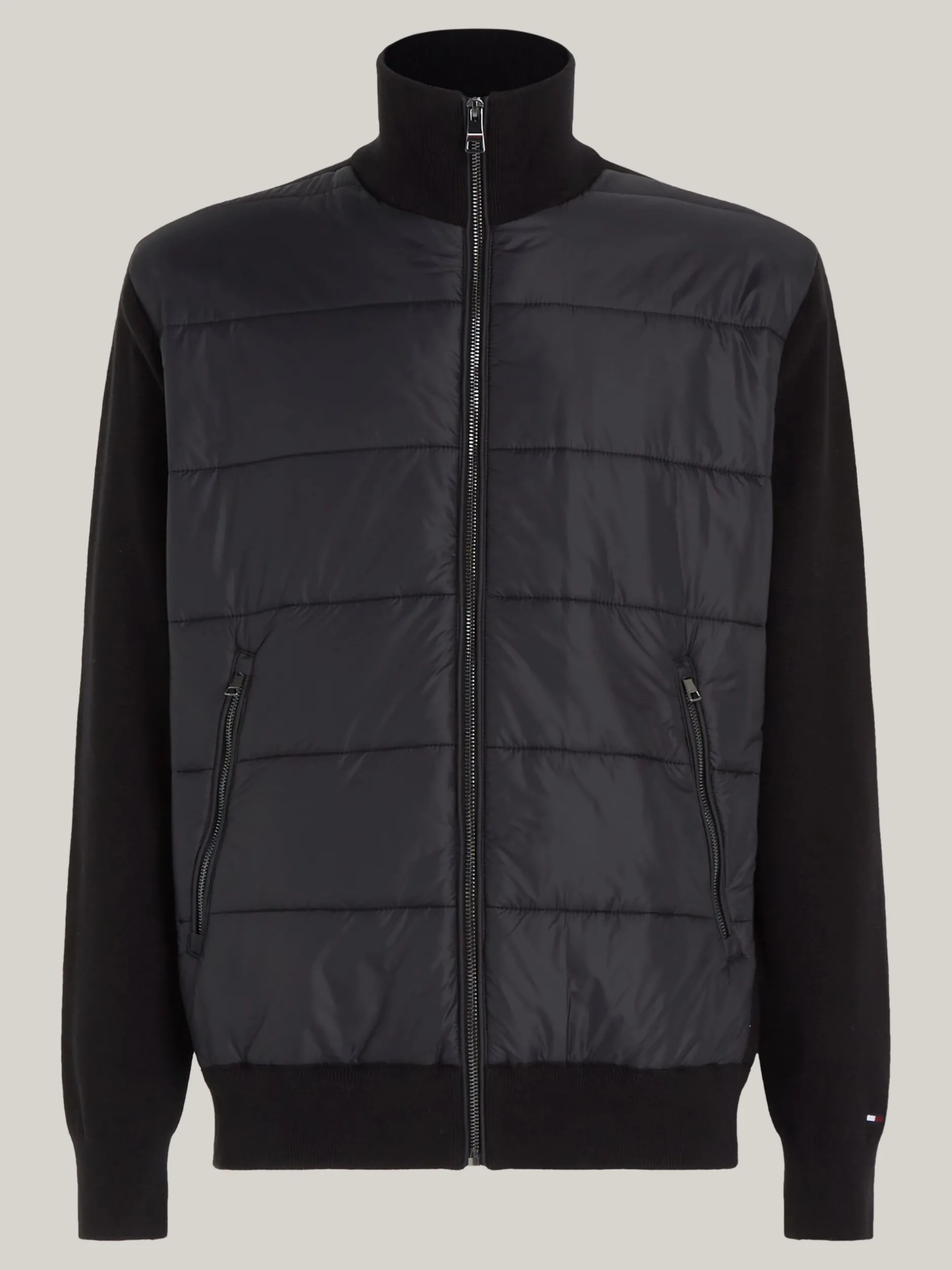 Swetry|Dzianina*Tommy Hilfiger Kurtka Smart Casual O Mieszanej Fakturze BLACK