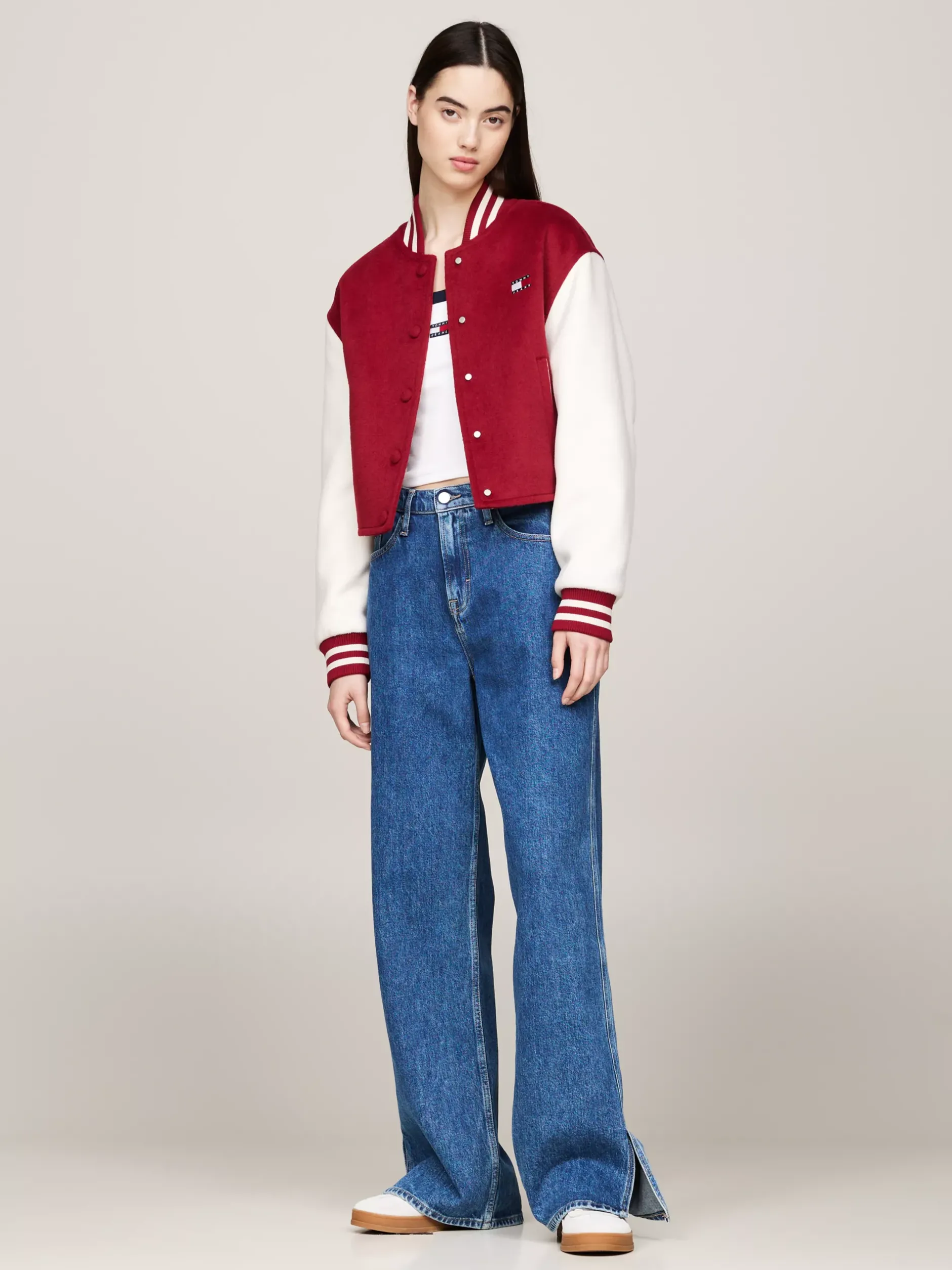 Kurtki & Płaszcze*Tommy Hilfiger Kurtka Varsity O Skróconym Kroju Z Domieszką Wełny REGATTA RED