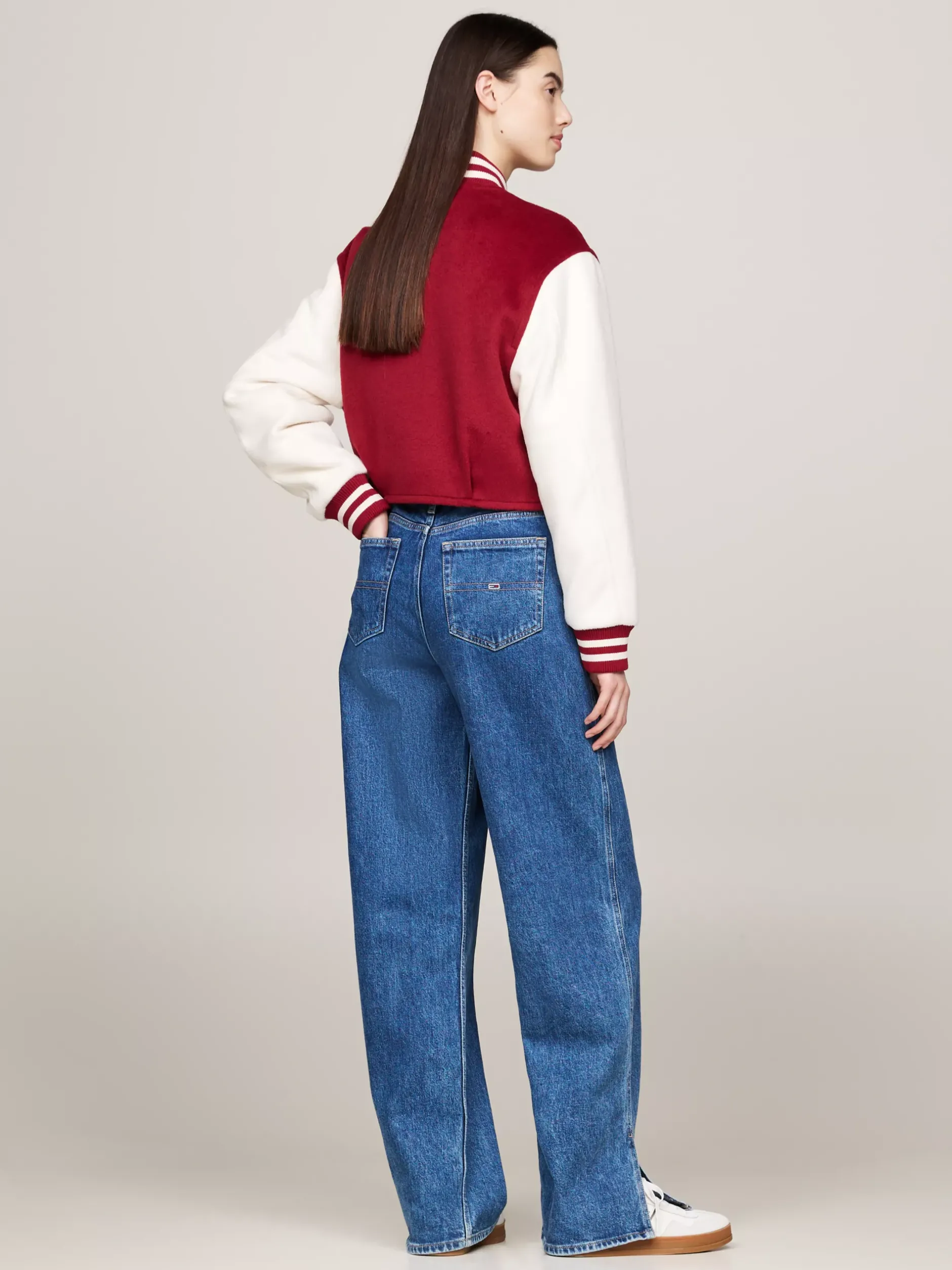 Kurtki & Płaszcze*Tommy Hilfiger Kurtka Varsity O Skróconym Kroju Z Domieszką Wełny REGATTA RED