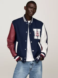Kurtki & Płaszcze|Bomberki*Tommy Hilfiger Kurtka Z Logo W Stylu Uczelnianym DESERT SKY