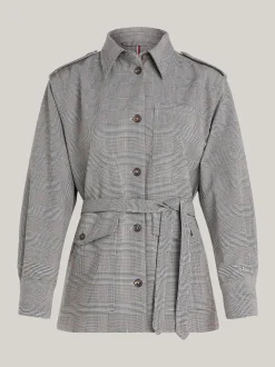 Marynarki*Tommy Hilfiger Kurtka Z Paskiem We Wzór W Kratę GLOBAL STP CHECK/ S/ TEXTURE H GREY