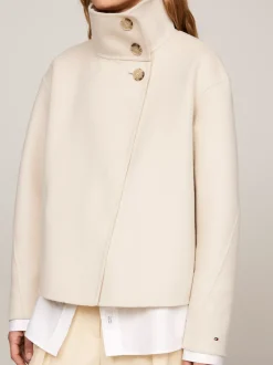 Kurtki & Płaszcze|Wełniane Płaszcze*Tommy Hilfiger Kurtka Z Zapinanym Na Guziki Kołnierzem CLASSIC BEIGE
