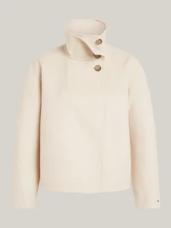Kurtki & Płaszcze|Wełniane Płaszcze*Tommy Hilfiger Kurtka Z Zapinanym Na Guziki Kołnierzem CLASSIC BEIGE