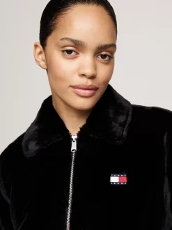 Kurtki & Płaszcze*Tommy Hilfiger Kurtka Ze Sztucznego Futra O Skróconym Kroju BLACK