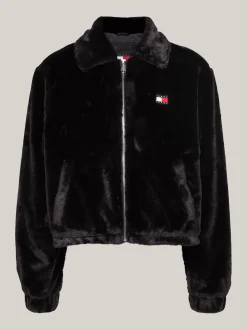 Kurtki & Płaszcze*Tommy Hilfiger Kurtka Ze Sztucznego Futra O Skróconym Kroju BLACK
