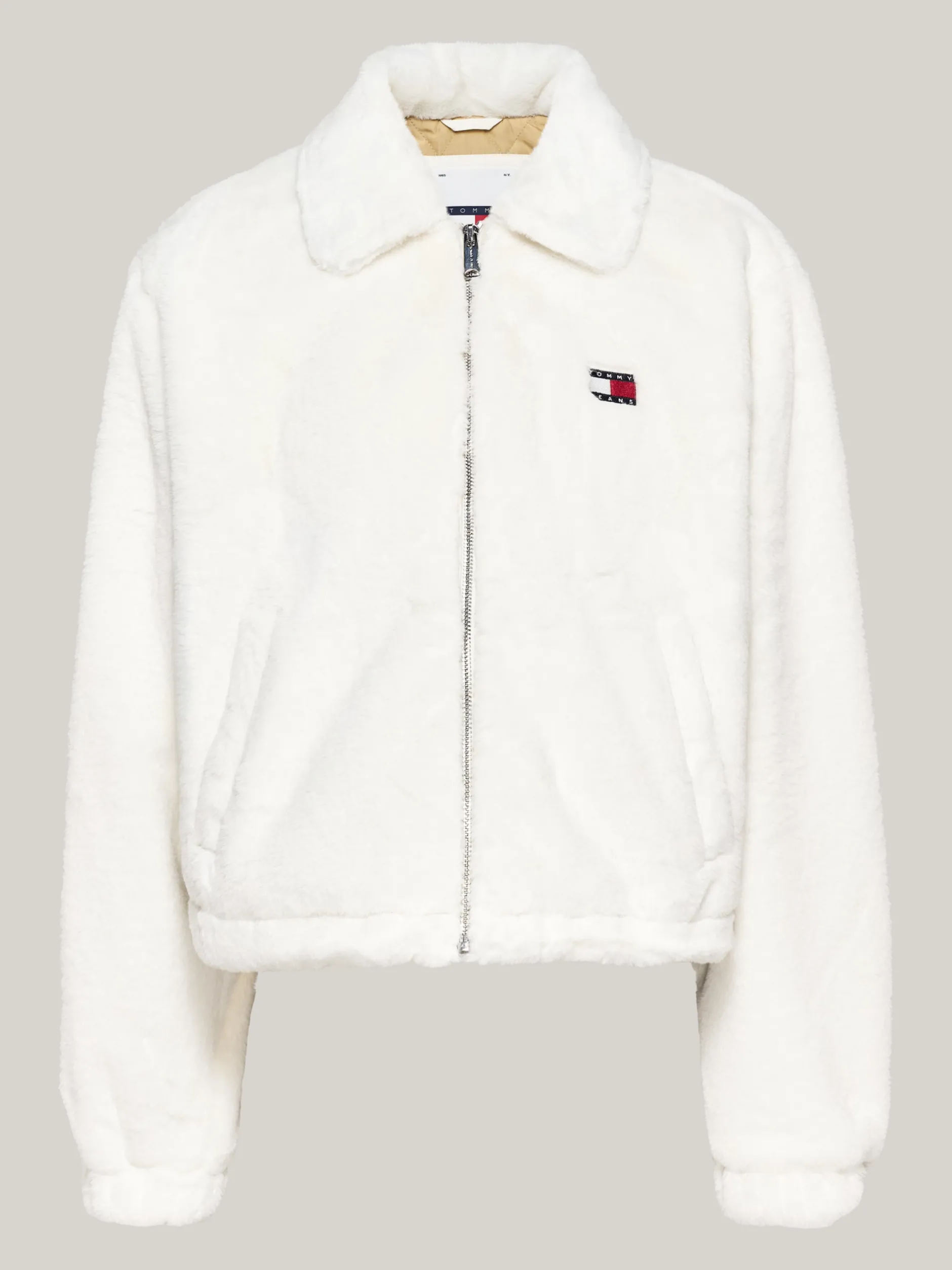 Kurtki & Płaszcze*Tommy Hilfiger Kurtka Ze Sztucznego Futra O Skróconym Kroju IVORY