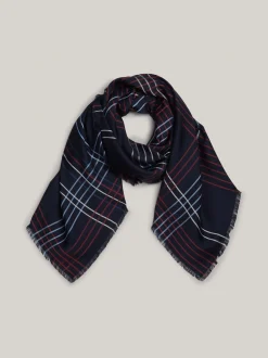 Szaliki|Szaliki*Tommy Hilfiger Kwadratowa Apaszka Corporate W Kratę SPACE BLUE