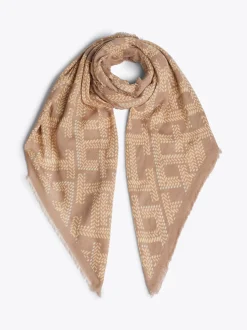 Szaliki|Szaliki*Tommy Hilfiger Kwadratowy Szal Z Monogramem TH BEIGE