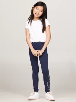 Spodnie, Szorty I Spódnice*Tommy Hilfiger Legginsy Essential Z Logo TWILIGHT NAVY
