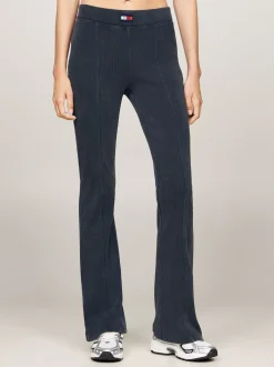Spodnie*Tommy Hilfiger Legginsy Z Rozszerzanymi Nogawkami Z Zamkami WET SLATE