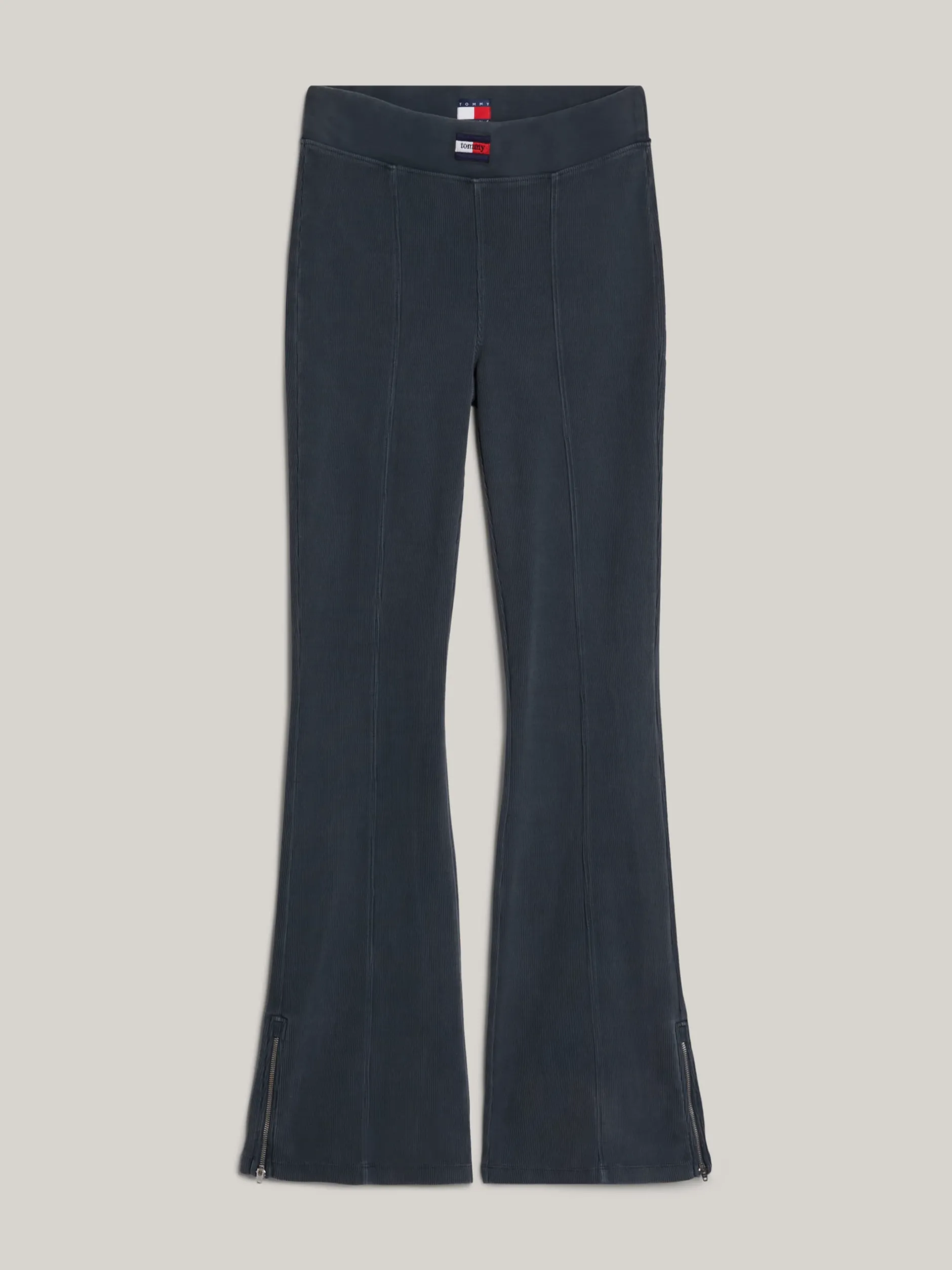 Spodnie*Tommy Hilfiger Legginsy Z Rozszerzanymi Nogawkami Z Zamkami WET SLATE
