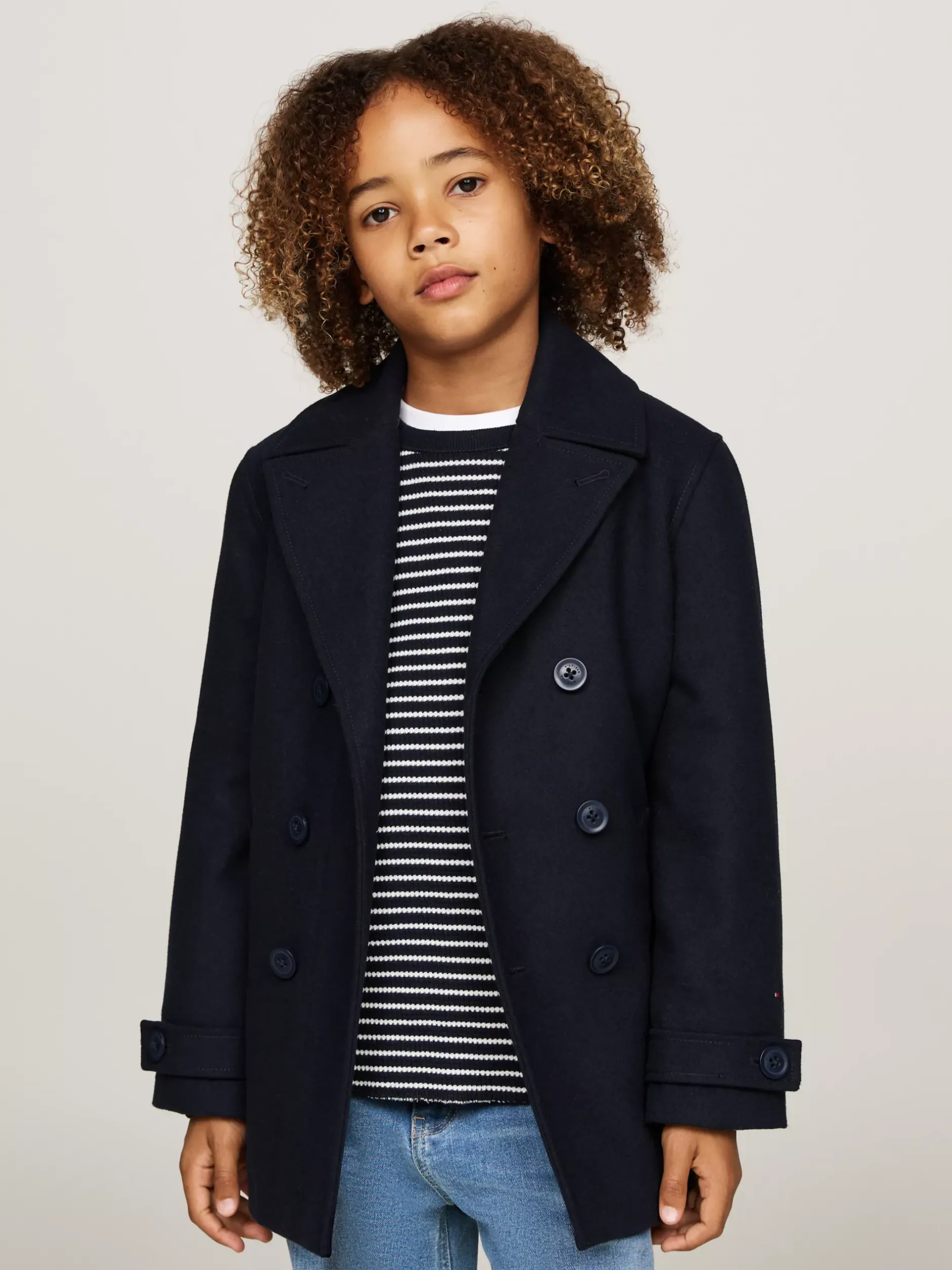 Kurtki*Tommy Hilfiger Lekka Dwurzędowa Kurtka Marynarska Z Wełną DESERT SKY