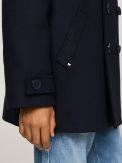Kurtki*Tommy Hilfiger Lekka Dwurzędowa Kurtka Marynarska Z Wełną DESERT SKY