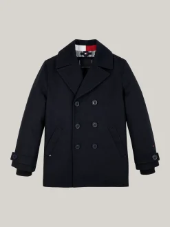 Kurtki*Tommy Hilfiger Lekka Dwurzędowa Kurtka Marynarska Z Wełną DESERT SKY