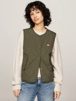 Kurtki & Płaszcze*Tommy Hilfiger Lekka Kamizelka Z Falowanym Pikowaniem FATIGUE GREEN