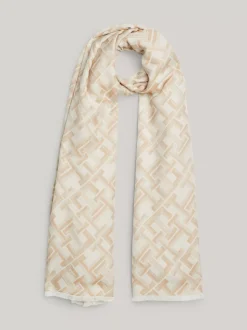 Szaliki|Szaliki*Tommy Hilfiger Lekki żakardowy Szal Z Monogramem TH CLASSIC BEIGE