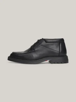 Buty Sznurowane|Buty*Tommy Hilfiger Lekkie Skórzane Botki BLACK