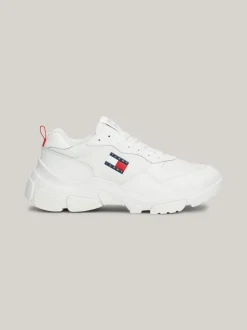 Sneakersy*Tommy Hilfiger Lekkie Skórzane Buty Na Grubej Podeszwie ECRU