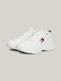 Sneakersy*Tommy Hilfiger Lekkie Skórzane Buty Na Grubej Podeszwie ECRU